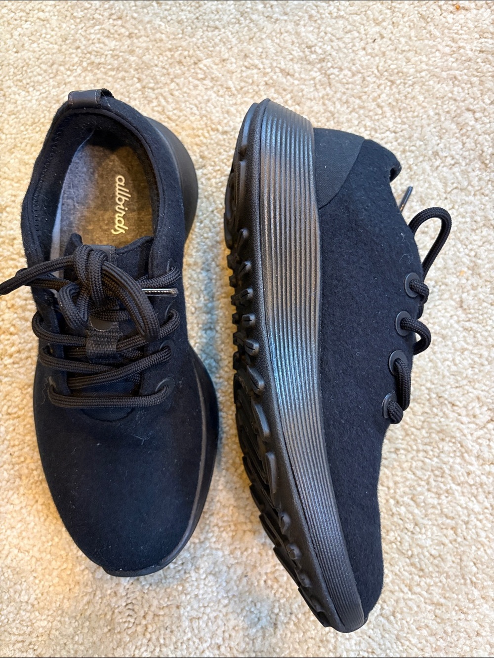 allbirds Black Wool Lace-Up Casual Sneakers
